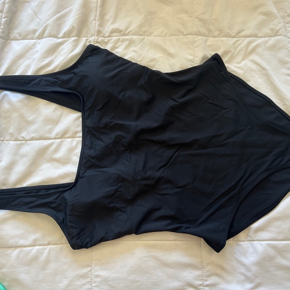 Everlane The Square-Neck One-Piece Black Swim Suit Size L Women